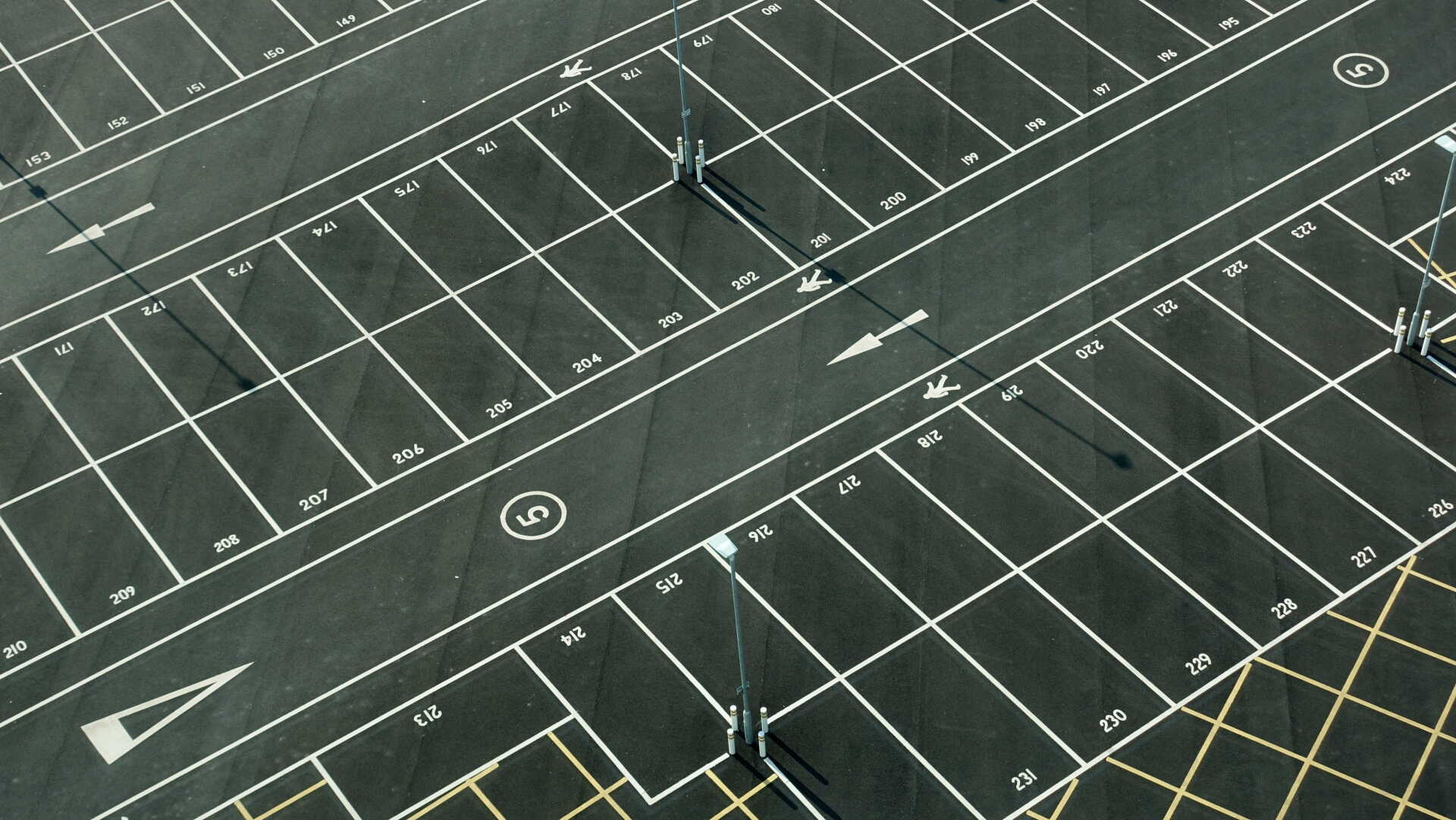 Aerial view of a managed car park